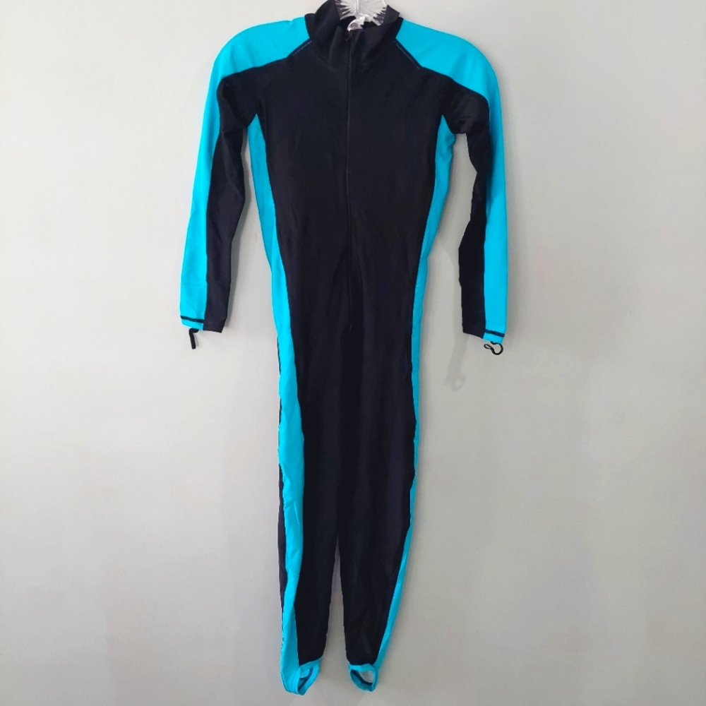 Micosuza Girls Rashguard Swimsuit US Size 12 Small (155/80) Black Blue